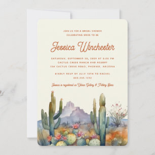 Modern Terracotta Desert Cactus Bridal Shower  Invitation