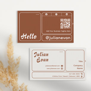 Modern Terracotta Earth Tone Bold Typography Hello Business Card