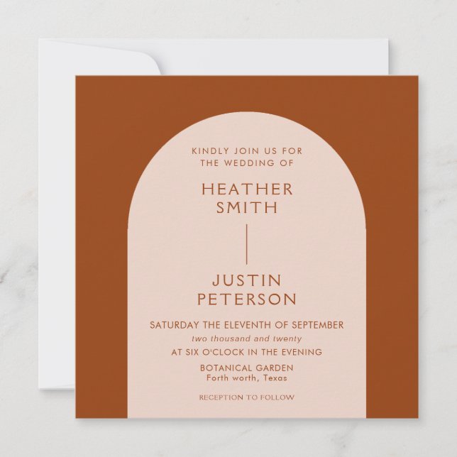 Modern Terracotta Earthy Square Wedding Invitation (Front)