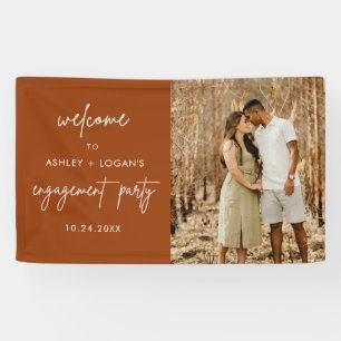 Modern Terracotta Engagement Party Photo Banner