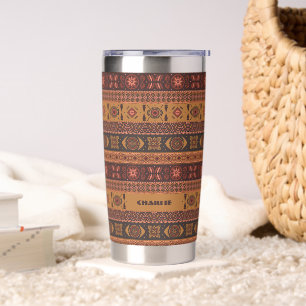 Modern Terracotta Ethnic Tribal Ornamental Pattern Insulated Tumbler