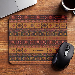 Modern Terracotta Ethnic Tribal Ornamental Pattern Mouse Mat