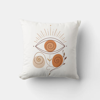Modern Terracotta Evil Eye Line Art Cushion