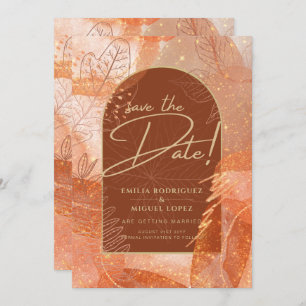 Modern Terracotta FALL Wedding Save The Date Invitation