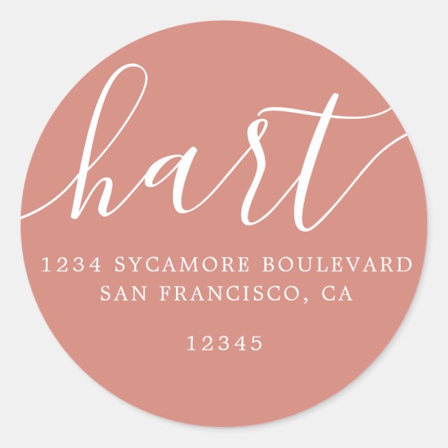 Modern Terracotta Family Return Address Classic Round Sticker (Front)