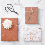 Modern Terracotta Floral Wedding Wrapping Paper Sheet<br><div class="desc">Three complementary terracotta floral patterns. First: bright terracotta background and white semi-transparent flowers. Second: pale terracotta background with white semi-transparent flowers. Third: white background and bright terracotta flowers. This set is great for wedding or any other party gift wrapping and also for scrapbooking. Matching items including Terracotta wedding invitation suite...</div>