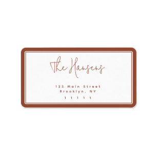 Modern Terracotta Frame Return Address Label