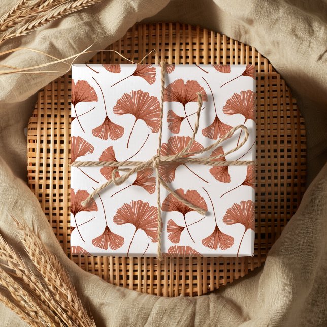 Modern Terracotta Ginkgo foliage  Wrapping Paper Sheet (Creator Uploaded)