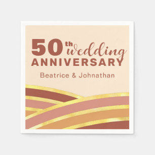 Modern terracotta & Gold 50th Wedding Anniversary Napkin