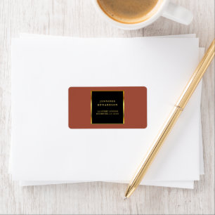 Modern terracotta gold black return address label