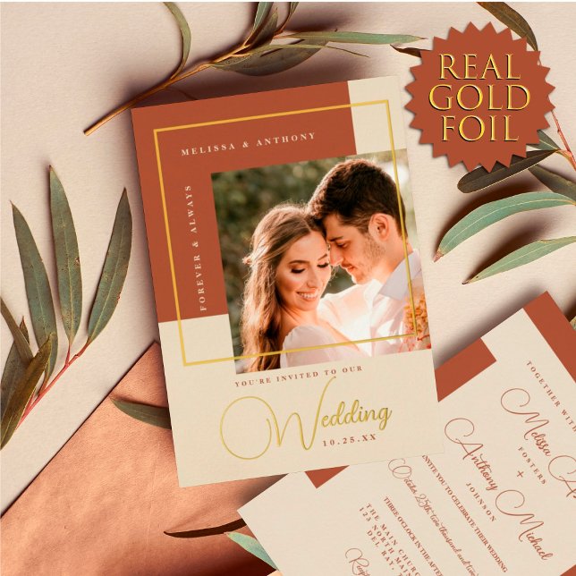Modern Terracotta Gold Colour Block Photo Wedding (Creator Uploaded)