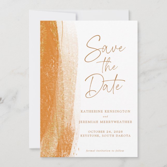 Modern Terracotta Gold Foil Boho Wedding Save The Date (Front)
