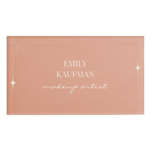 Modern Terracotta Gradient Makeup Artist Business Name Tag