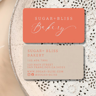 Modern Terracotta Handwritten Script Bakery Small  Business Card