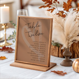 Modern Terracotta & Heart Wedding  Table Number