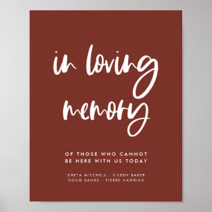 Modern terracotta In loving memory wedding sign