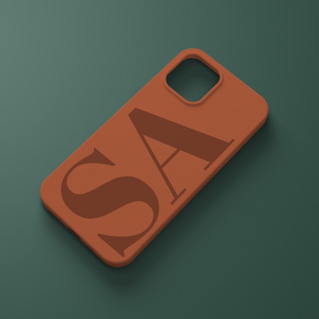 Modern terracotta initial minimal contemporary Cas Case-Mate iPhone Case (Creator Uploaded)