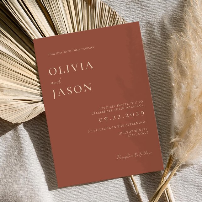 Modern Terracotta Minimal Wedding Invitation (Creator Uploaded)