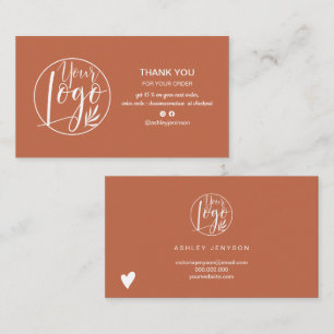 Modern terracotta minimalist logo order thank you business card