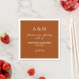 Modern terracotta minimalist wedding napkins
