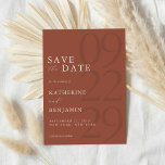 Modern Terracotta Minimalist Wedding Save The Date<br><div class="desc">Easily personalize your wedding save the date cards with this editable template. Features minimal elegant typography design in terracotta color.</div>