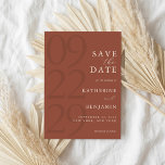 Modern Terracotta Minimalist Wedding Save The Date<br><div class="desc">Easily personalize your wedding save the date cards with this editable template. Features minimal elegant typography design in terracotta color.</div>