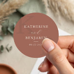 Modern Terracotta Monogram Minimalist Wedding Classic Round Sticker<br><div class="desc">Create your own personalized wedding stickers featuring modern monogram typography and minimalist graphic design in terracotta color.</div>