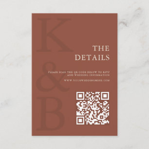 Modern Terracotta Monogram Minimalist Wedding Enclosure Card