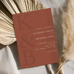 Modern Terracotta Monogram Minimalist Wedding Invitation<br><div class="desc">Easily personalise your wedding invitations with this editable template. Features minimal elegant typography design in terracotta colour.</div>