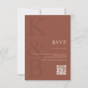 Modern Terracotta Monogram Minimalist Wedding RSVP Card