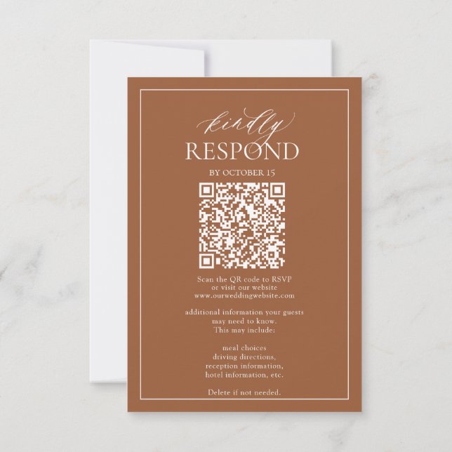 Modern Terracotta Monogram Wedding QR Code RSVP  (Back)