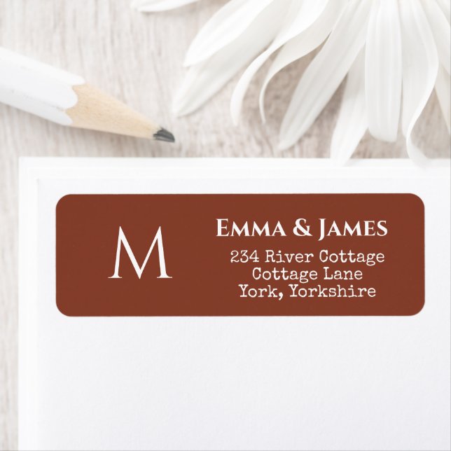 Modern Terracotta Monogram Wedding Return Address  (Insitu)