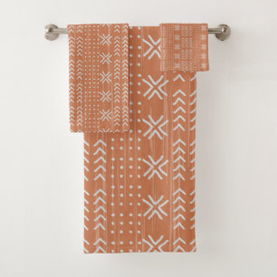 Modern Terracotta Mud Cloth African Pattern