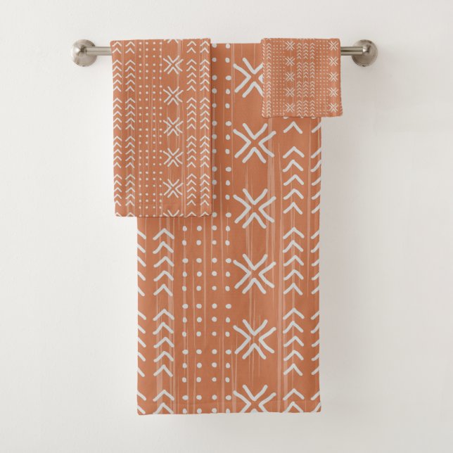 Modern Terracotta Mud Cloth African Pattern (Insitu)