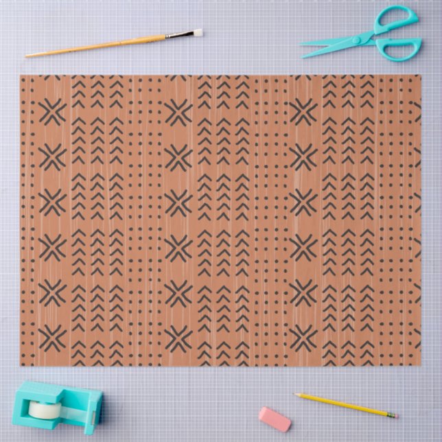 Modern Terracotta Mudcloth African Pattern Tissue Paper (Craft)