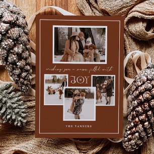 Modern Terracotta Multi Photo Christmas Card