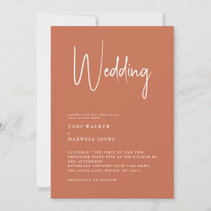Modern Terracotta No Parents Wedding Invitation