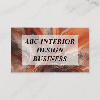 Modern terracotta orange silver marble typography  business card