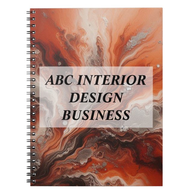 Modern terracotta orange silver marble typography  notebook (Front)