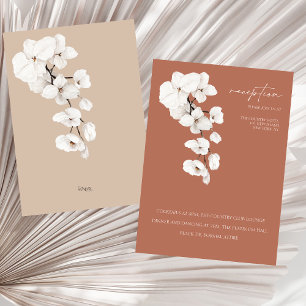 Modern Terracotta Orchid Wedding Reception Enclosure Card