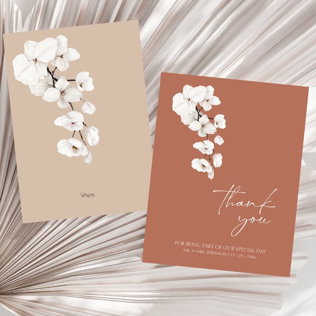 Modern Terracotta Orchid Wedding Thank You (Modern Terracotta Orchids Wedding Thank You Card)