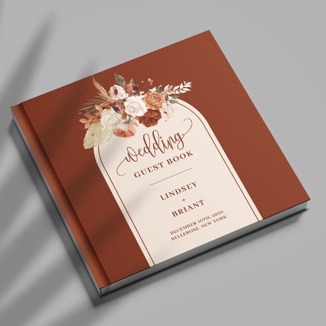 Modern Terracotta Pampas Grass Boho Arch Wedding  Guest Book (Modern Terracotta Pampas Grass Boho Arch Wedding Guest Book)