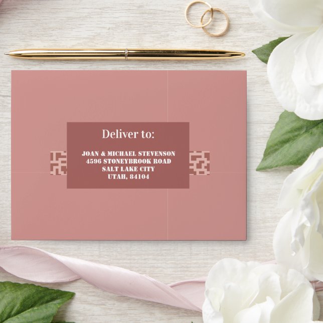 Modern Terracotta Pattern Wedding Pre-addressed Envelope (Wedding)