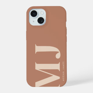 Modern Terracotta Personalised Monogram iPhone 15 Case