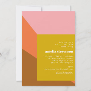 Modern Terracotta Pink Shapes Bridal Shower Invitation