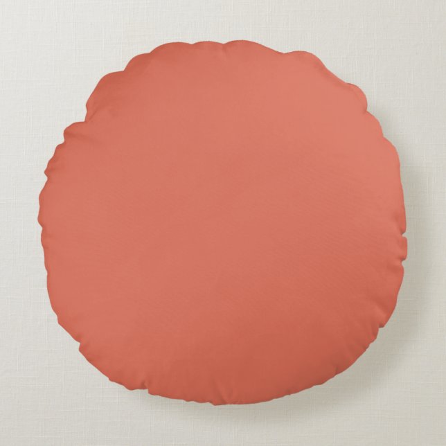 Modern Terracotta Plain Solid Colour Round Cushion (Front)