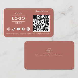 Modern Terracotta QR Code Social Media Logo Business Card