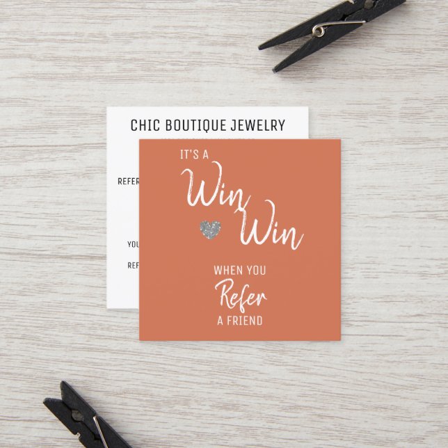 Modern Terracotta Refer a Friend Referral Card (Front/Back In Situ)