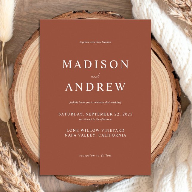 Modern Terracotta Rust Elegant Wedding Invitation (Creator Uploaded)
