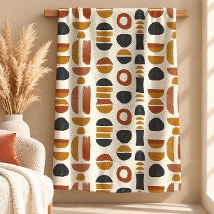 Modern Terracotta Rust Geometric Boho Blanket